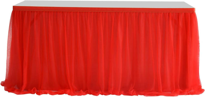 HBBMAGIC Tüll Tischrock Rot, Tütü Tischröcke 183 * 76CM, Tisch Tischdecke für Geburtstag Mädchen Dek