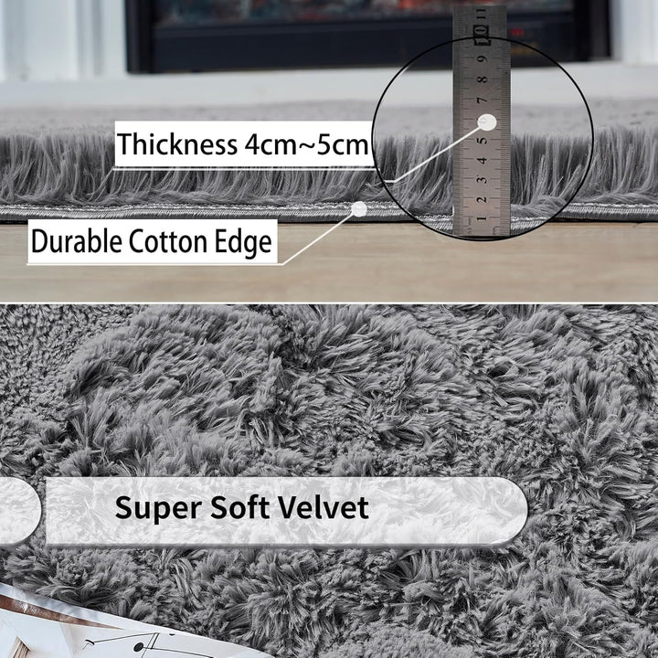 Teppich Grau Flauschig,Hochflor Teppich Wohnzimmer,Weicher Tepich Schlafzimmer,Flauschiger Teppiche