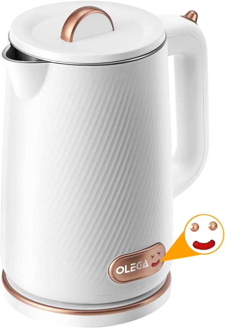 OLEGA Wasserkocher, 1,8 Liter Tragbarer Wasserkocher, 1500 W, Edelstahl/Kunststoff, Teekocher Elektr