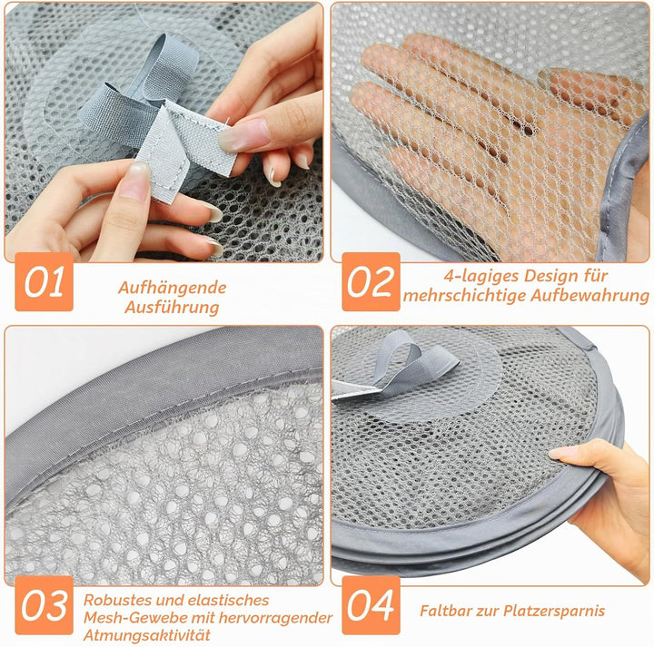 3pcs Faltbare Hängeaufbewahrung Organizer 4 Stufe Hängende Netz Aufbewahrung Kuscheltier Hängender S