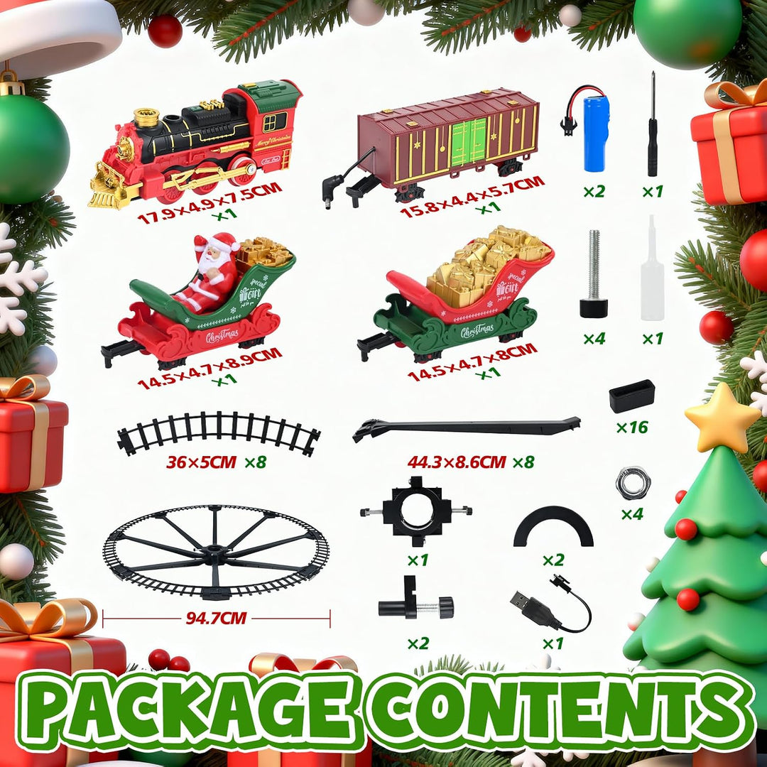 Ulikey Weihnachtsbaum Zug, Weihnachts Eisenbahn Spielset, Weihnachtszug um den Baum, Zug für Weihnac