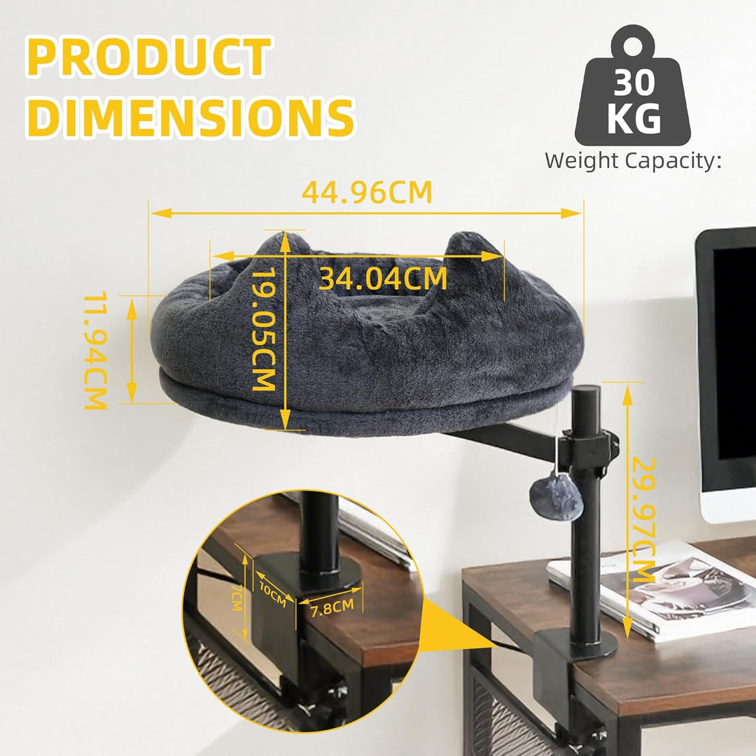 Katzenbett Schreibtisch, 360° Drehung Hängebett für Katzen Bohrfrei &amp; Höhenverstellbar, Katzenhängem
