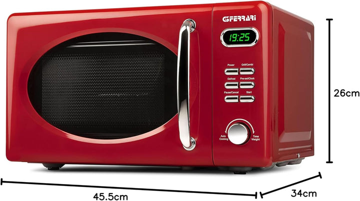 G3 Ferrari G10155 Sapormio Vintage Digitaler Retro-Mikrowellenofen, 1150W, 20 Liter, 8 Programme, 4
