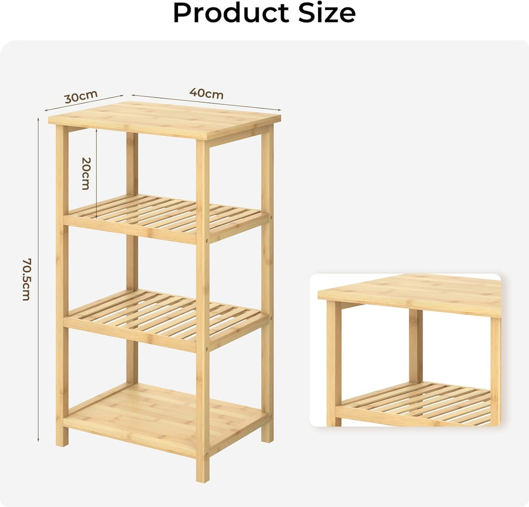 Dripex Beistelltische fürs Wohnzimmer, Standregal mit 4 Ablagen, Badezimmerregal, Bücherregal 40x30x