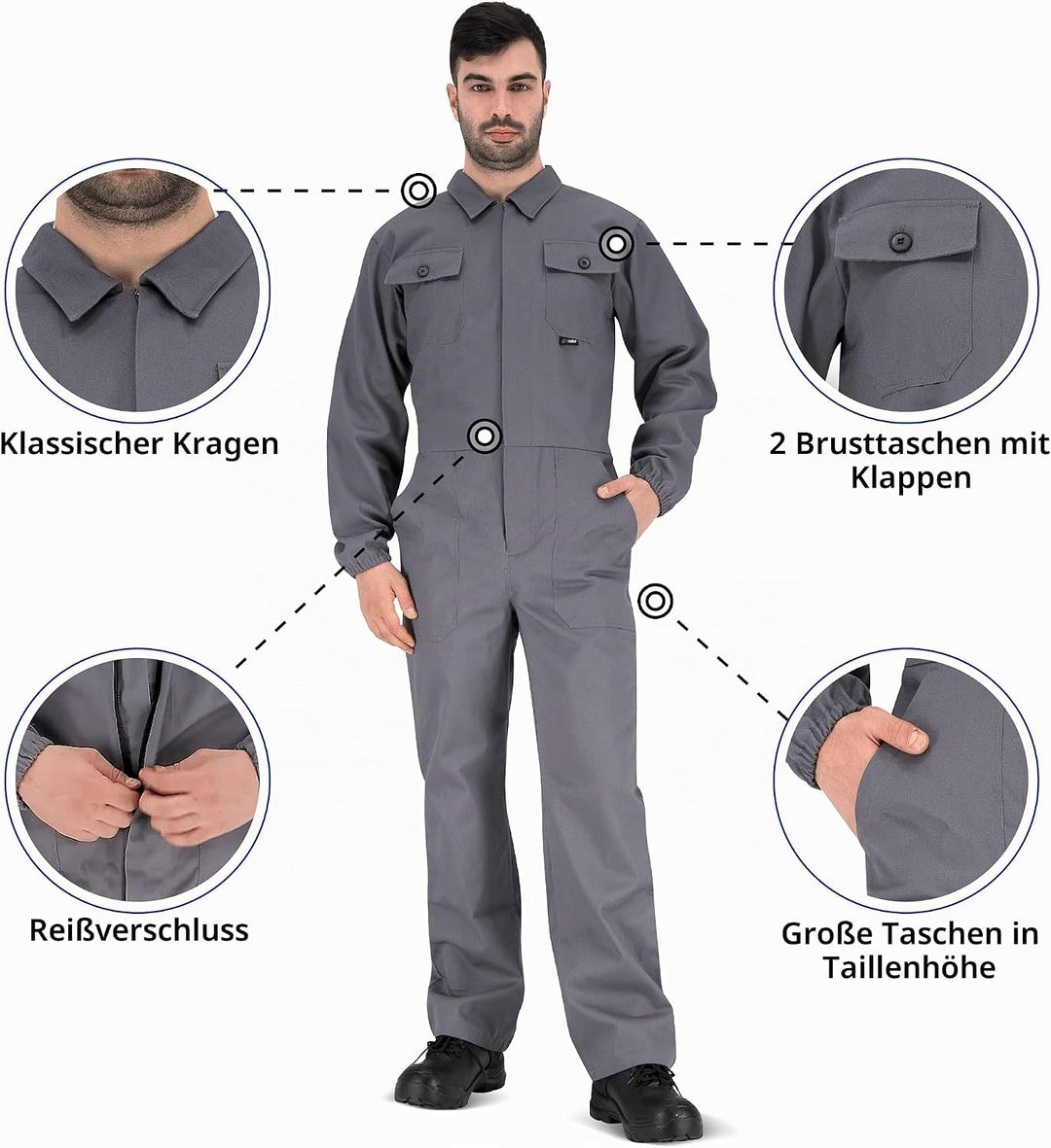 BWOLF ANAX Arbeitsoverall Herren Overall Herren Arbeitskleidung 100% Baumwolle Arbeitsoveralls mit 5