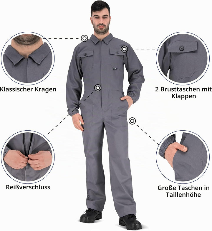 BWOLF ANAX Arbeitsoverall Herren Overall Herren Arbeitskleidung 100% Baumwolle Arbeitsoveralls mit 5