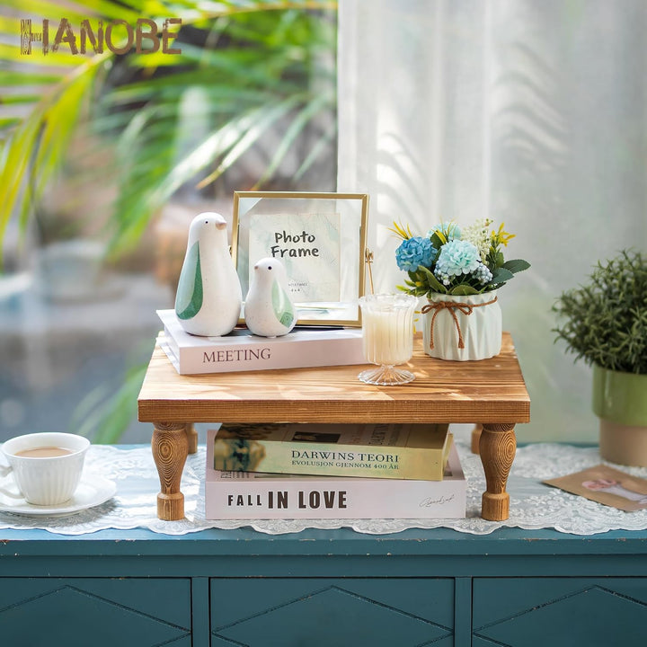 Hanobe Deko Tablett Holz Holztablett: Hölzerne Riser Bauernhaus Holz Sockel Display Stand Rustikal T