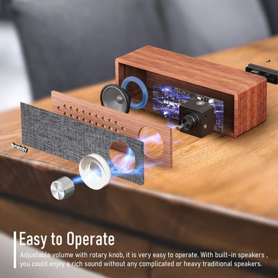 Smalody Holz Retro-Bluetooth-Lautsprecher, Tragbare Mini-Bluetooth-Lautsprecher, Vintage-Holzlautspr