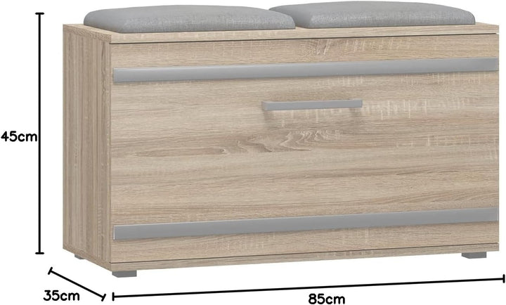 CDF Schuhschrank Opal | Farbe: Eiche Sonoma | Ideal für Diele, Flur, Büro | Schuhaufbewahrung | bequ