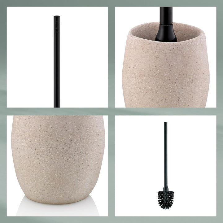 kela WC-Garnitur Roda, Ø 10,5 cm, Zement, beige, Kunststoffgriff, 23681 Beige WC-Garnitur, Beige WC-