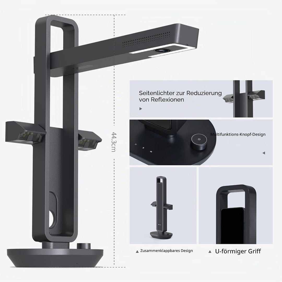 CZUR 14MP Buchscanner Faltbarer, Tragbar Dokumentenkamera, Dokumentenscanner mit OCR, für Windows un