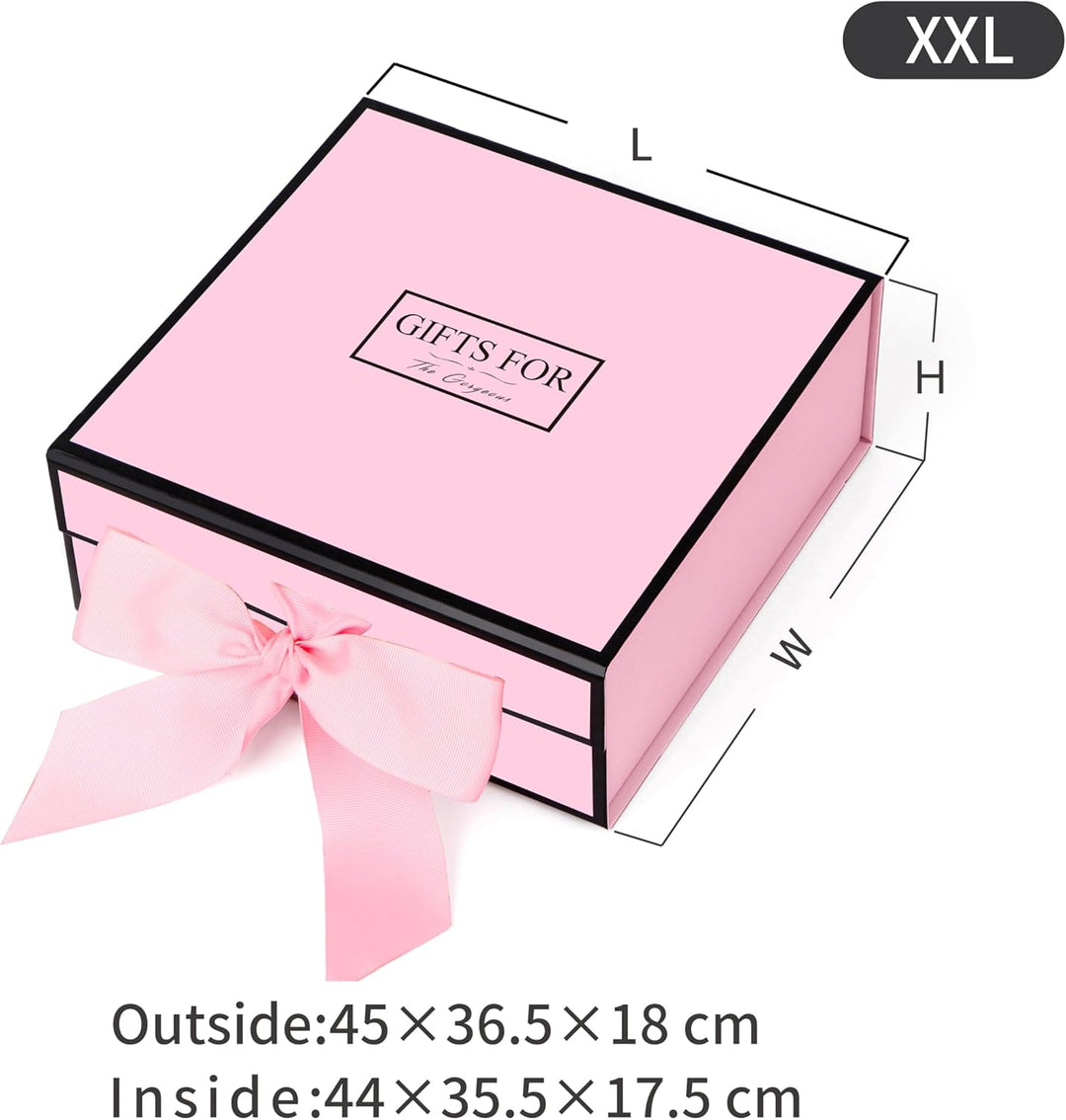 JiaWei Geschenkbox (Stil-1) 45 x 37 x 18 cm XXL, Geschenkkarton mit Magnetisch Deckel und Schleife,