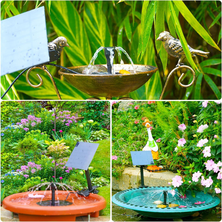 AISITIN Solarbrunnen für Draussen mit 6 Sprüh Effekten, Solar Springbrunnen für Aussen mit Clips,Sol
