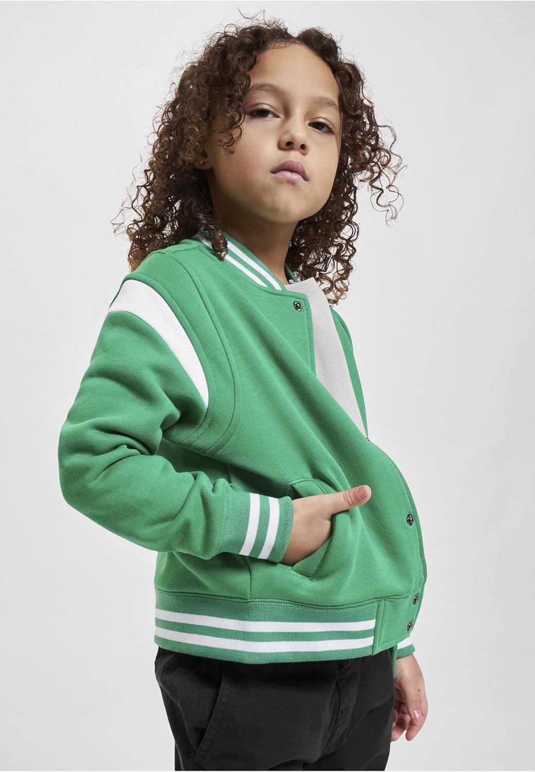 Urban Classics Herren Boys Inset College Sweat Jacket 158-164 bodegagreen/white, 158-164 bodegagreen