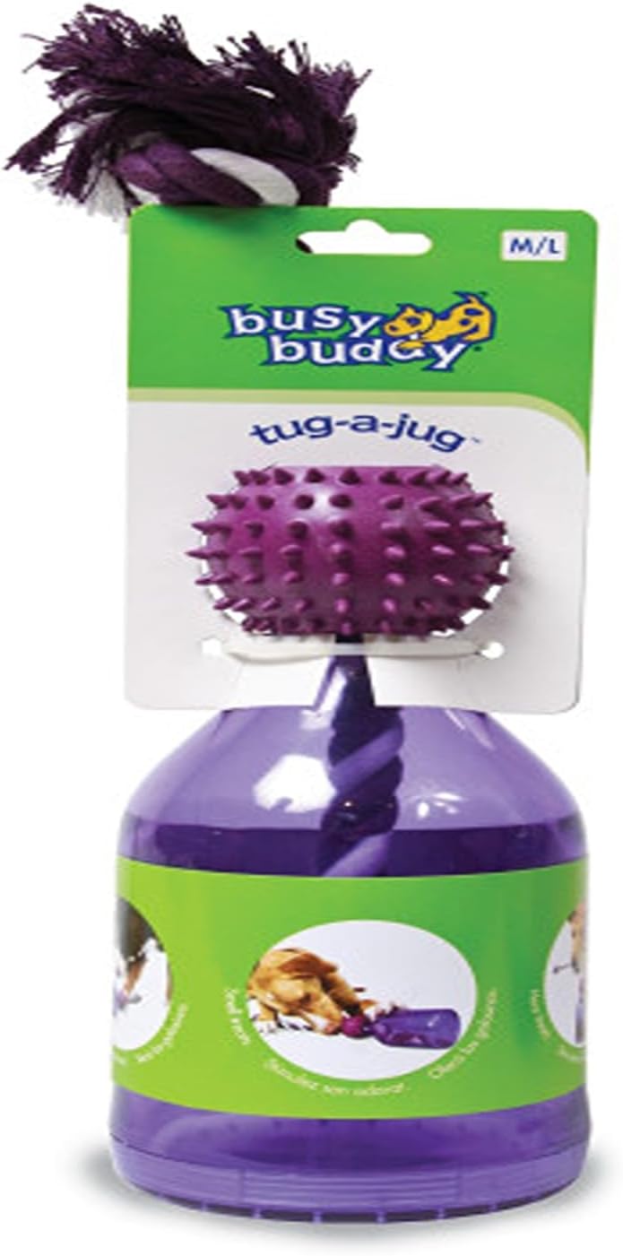 PetSafe Busy Buddy Tug-a-Jug Hundespielzeug, Snackspender mit Seil, Beschäftigung und Gewichtskontro