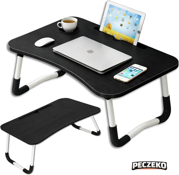 Laptoptisch Klappbar – Laptopständer mit Tablet-Halter, Frühstückstablett aus Holz, Tisch für Sofa u