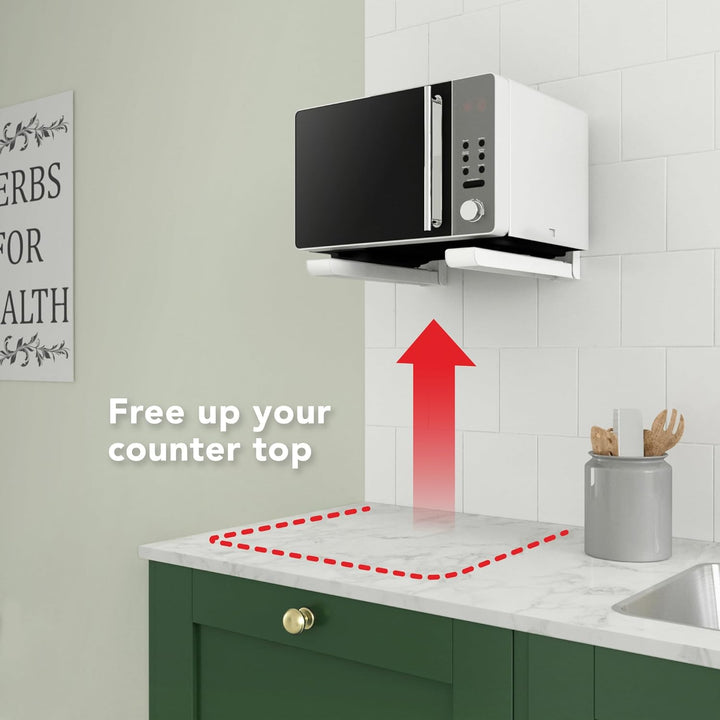 AVF EM60W-A Universal-Mikrowellen-Halterung zur Wandmontage, Weiss, Arme ausziehbar von 29,2 cm bis