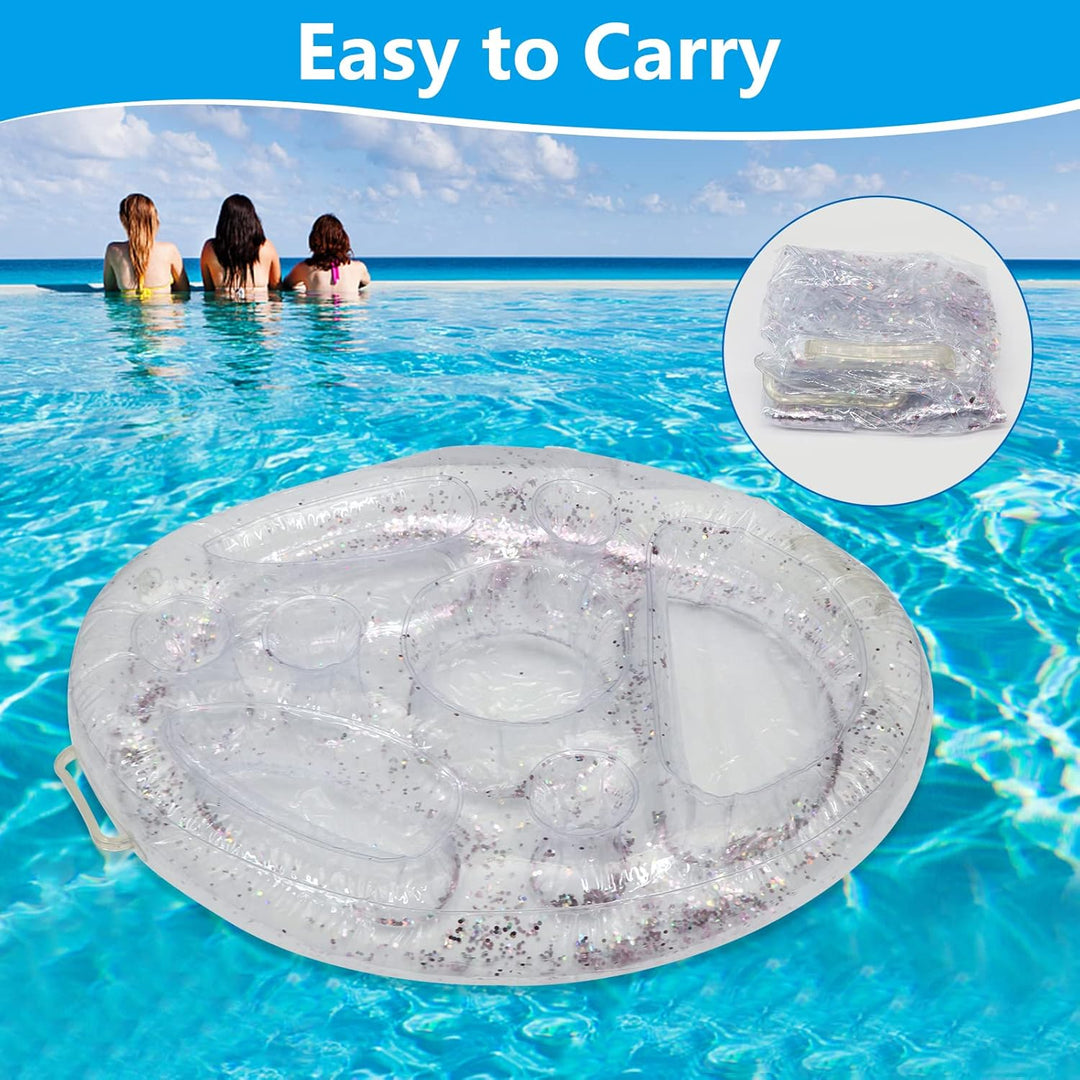 Aufblasbarer Getränkehalter 2 in1 Getränke und Snackhalter 8 Löcher Pool Getränkehalter Floating Auf