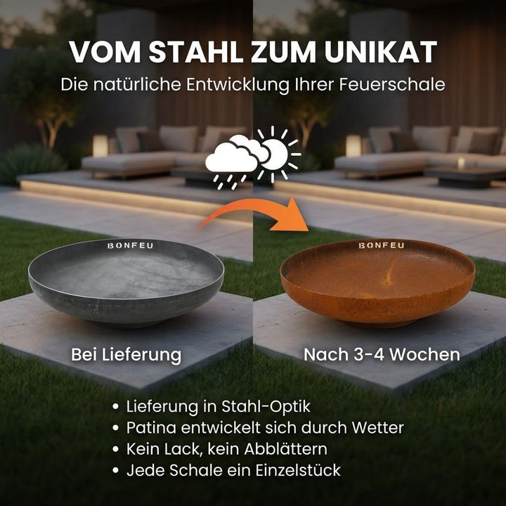 BonFeu BonBowl Feuerschale 60cm - Feuerschalen für den Garten - Feuerstelle Outdoor - Feuerschale mi