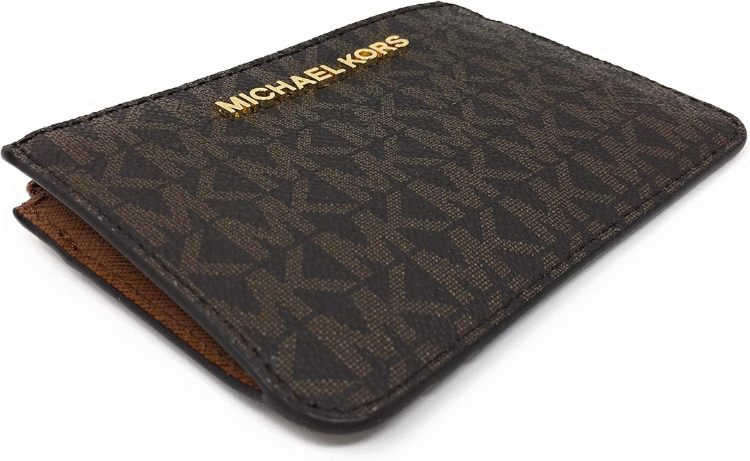 Michael Kors Jet Set Travel Kleine Tasche mit Reissverschluss und Ausweishalter – Twill PVC beschich