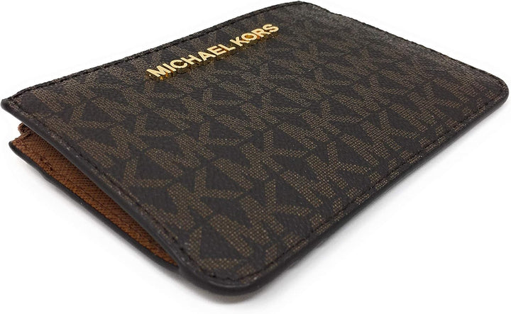 Michael Kors Jet Set Travel Kleine Tasche mit Reissverschluss und Ausweishalter – Twill PVC beschich