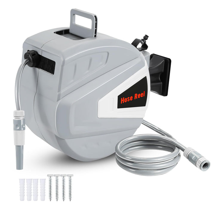 Schlauchtrommel Schlauchbox 30+2m, Automatik Schlauchaufroller 180°,Wand-Schlauchbox mit Handbrause