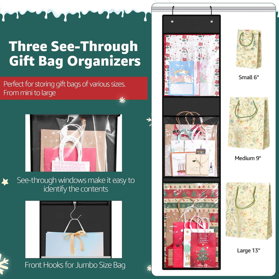 Geschenkpapier-Organizer, doppelseitig, zum Aufhängen, Geschenkpapierrollenhalter für Weihnachten, 1