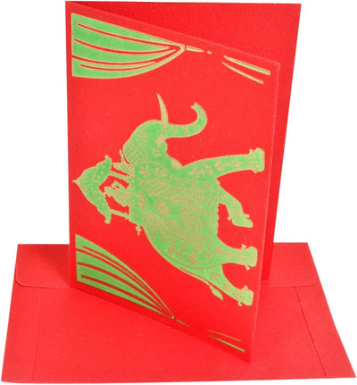 Purpledip Paper Card-Envelope Pack (Set of 10) 'Royal Elephant': Handmade Organic Paper Cards 6 * 4