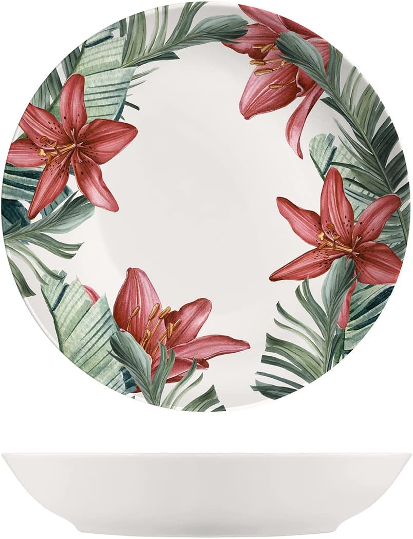 H&h set 6 piatti fondi exotic in new bone china avorio decorato cm 21
