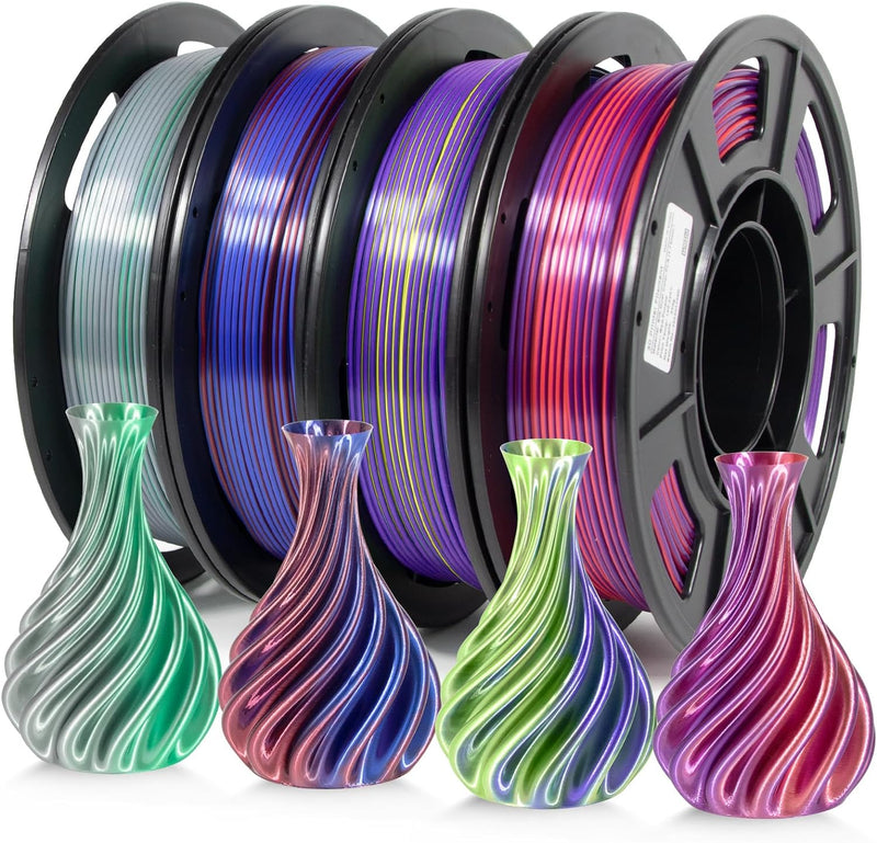 IEMAI Filament 1.75 PLA, Zweifarbig PLA Filament 1.75mm, Seide PLA 3D Drucker Filament, 4x250g/Spule