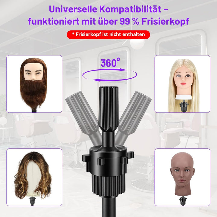 TwoWin 55 Zoll (140cm) Perückenständer, Frisierkopf Ständer, Verstellbar Schaufensterpuppen kopfstän