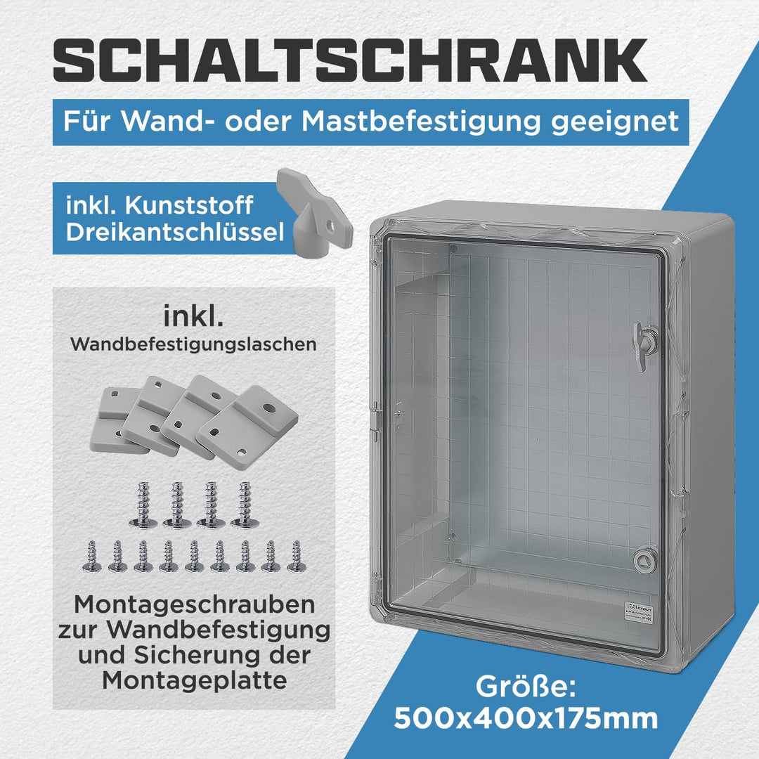 BOXEXPERT® Verteilerkasten aussen wasserdicht [ABS Kunststoff IP65 Gehäuse inkl. Sichttür] grau (Ser