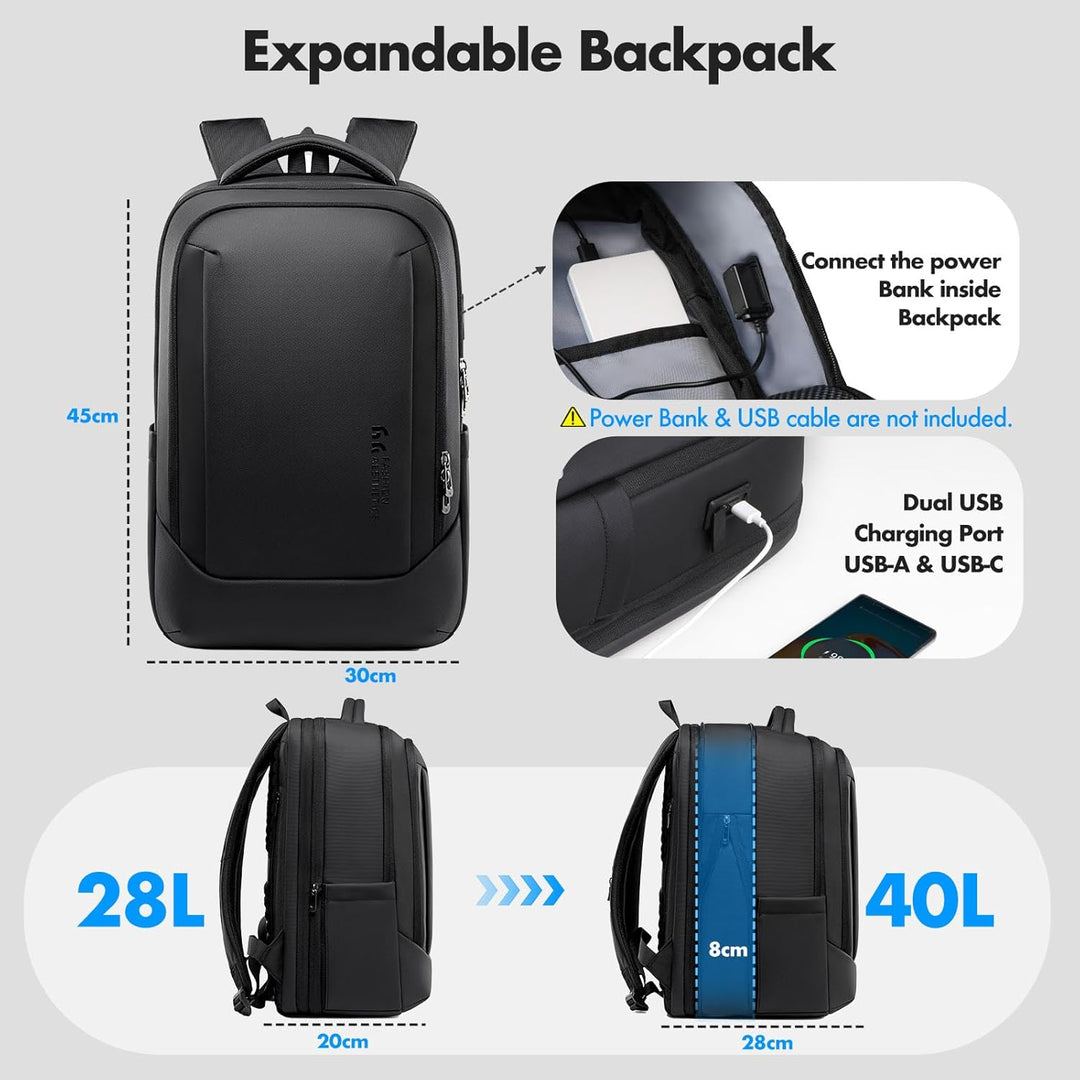 hk Business Laptop Rucksack Herren 16 Zoll Erweiterbarer 28L-40L Reiserucksack mit USB Ladeanschluss