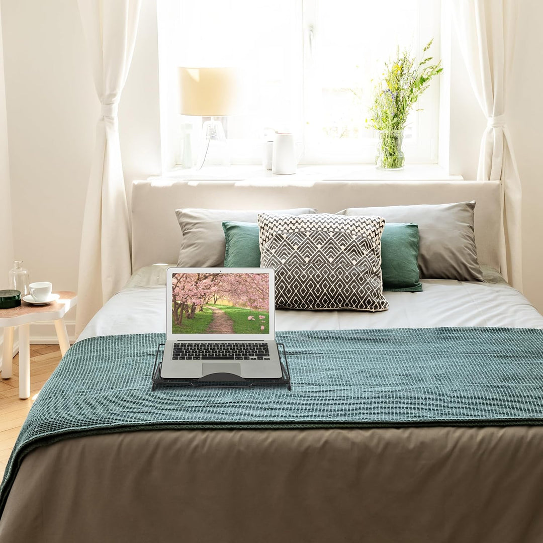 Relaxdays Laptopständer, klappbar, Halter für Notebook & Tablet, bis 14 Zoll, 3 Winkel, Mesh-Design,