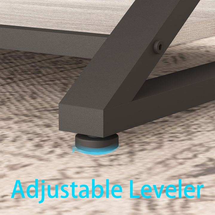 HSH Grau Couchtisch mit Ablage, industrieller Metall-Holz-Wohnzimmertisch, Bauernhaus, 120 cm minima