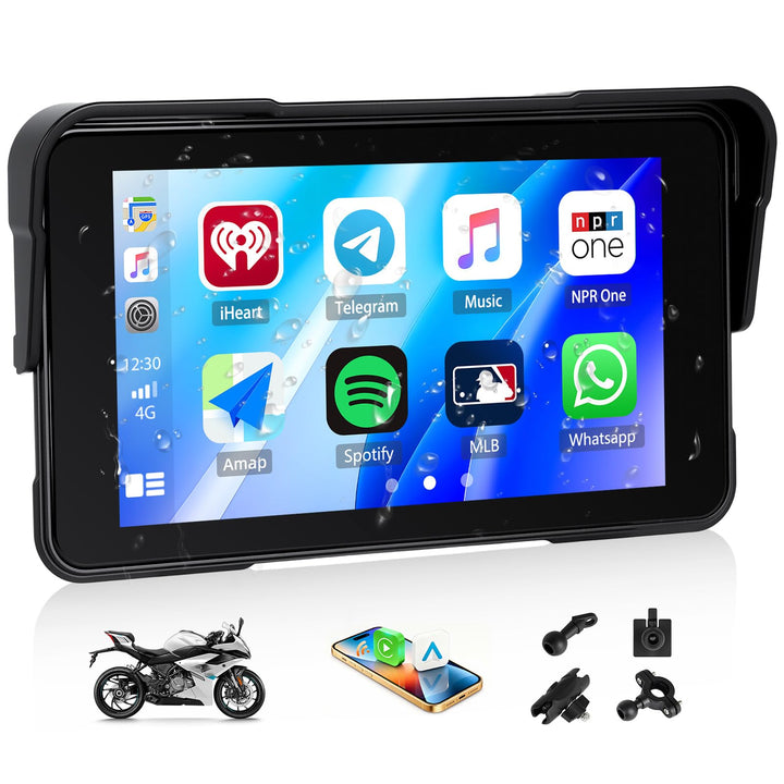 SIXWIN Motorrad Carplay Bildschirm für Moto mit Wireless Carplay Android Auto, 5 Zoll HD Touchscreen