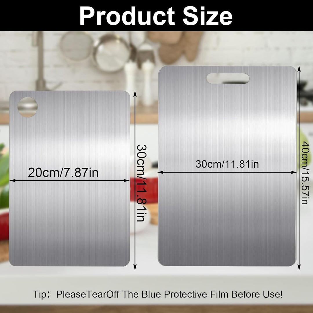 Titan Schneidebrett, 2 Pcs Schneidebrett Edelstahl, Titan Chopping Board, Schneidebrett Metall, Dopp