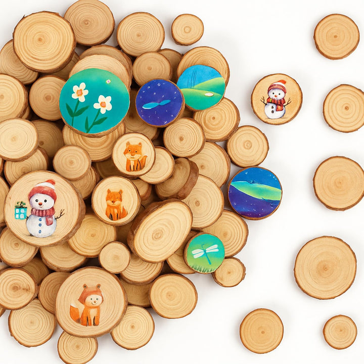 com-four® 1kg Streudeko, dekorative Holzscheiben zum Streuen - Holzchips aus natürlichem Holz mit Ri