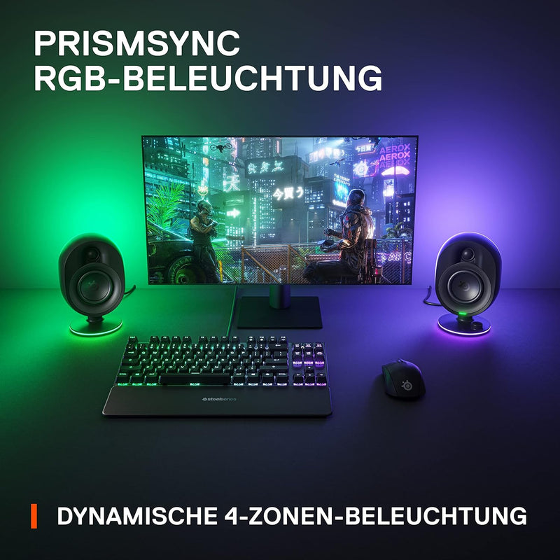 SteelSeries Arena 7 - 2.1-Gaming-Lautsprecher – 2-Wege-Lautsprecherdesign – Starke Bässe, Subwoofer