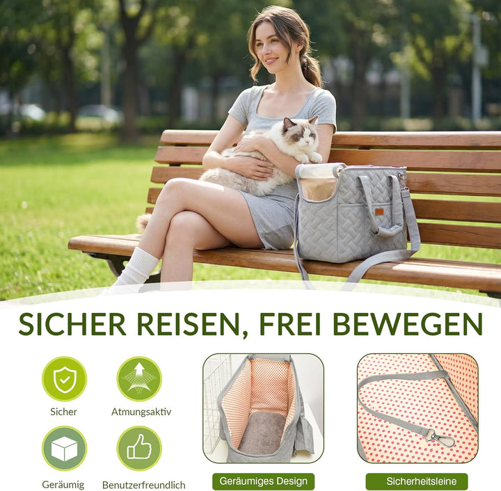 ALLSOPETS Katzentrage, Weiche Hundetransportbox für Kleine Hunde, Tragbare Transportbox für Hunde, R