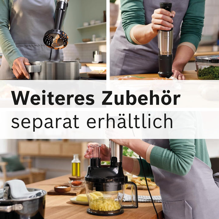 Bosch Stabmixer ErgoMaster Serie 6 MSM6M622, einhändig bedienbar, Edelstahl-Klingen, verschleissfrei