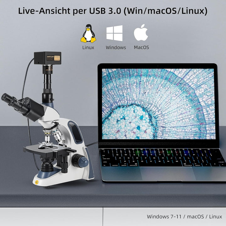 SWIFT Swiftcam SC2003R-CK – 20-MP Kamera für Mikroskope, USB-3.0-Direktkopplung, 0,5× Reduktionsopti