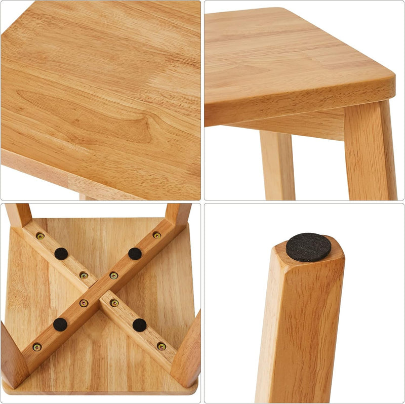IBUYKE 4er Set Esszimmerhocker, Holzstapelstuhl mit Rutschfester Matte, Stapelhocker für Klassenzimm