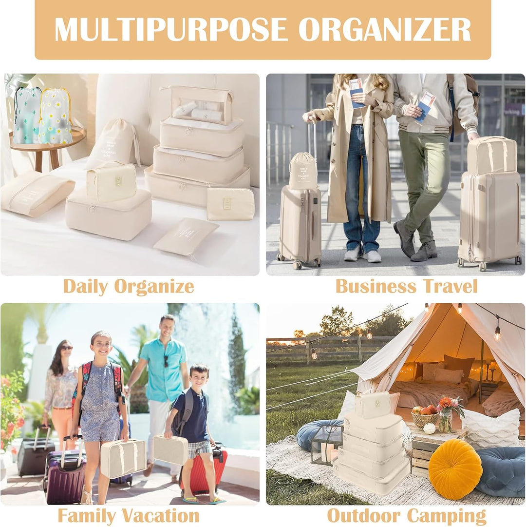 Koffer Organizer Set, 13 Stück Packing Cubes, Wasserdichte Kofferorganizer für Urlaub und Reisen, Tr