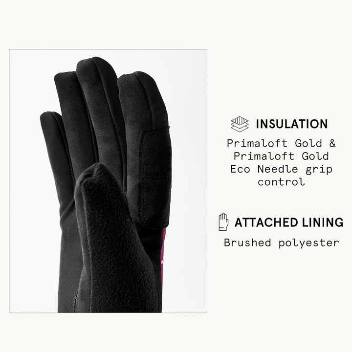 Hestra Women´s XC Primaloft 5-Finger Glove Bordeaux-Druck 6, Bordeaux-Druck 6