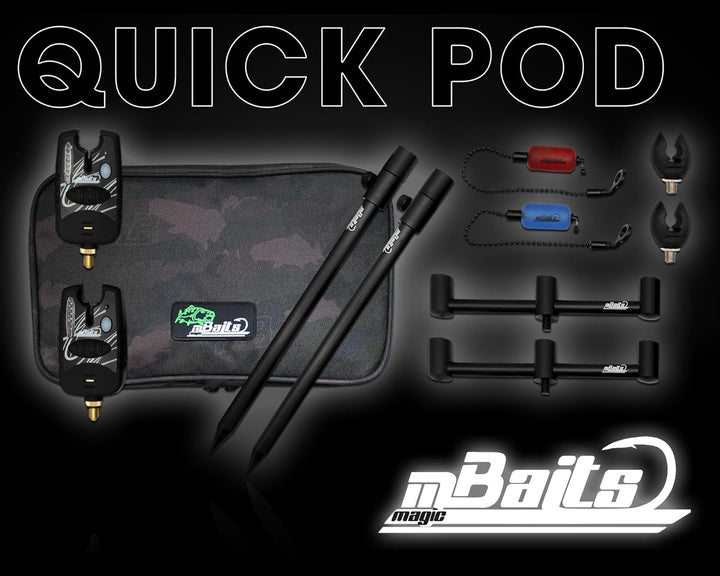 Angel-Berger Magic Baits Black Quick Rod Pod mit Tasche Bissanzeiger Rutenauflage Bobbin