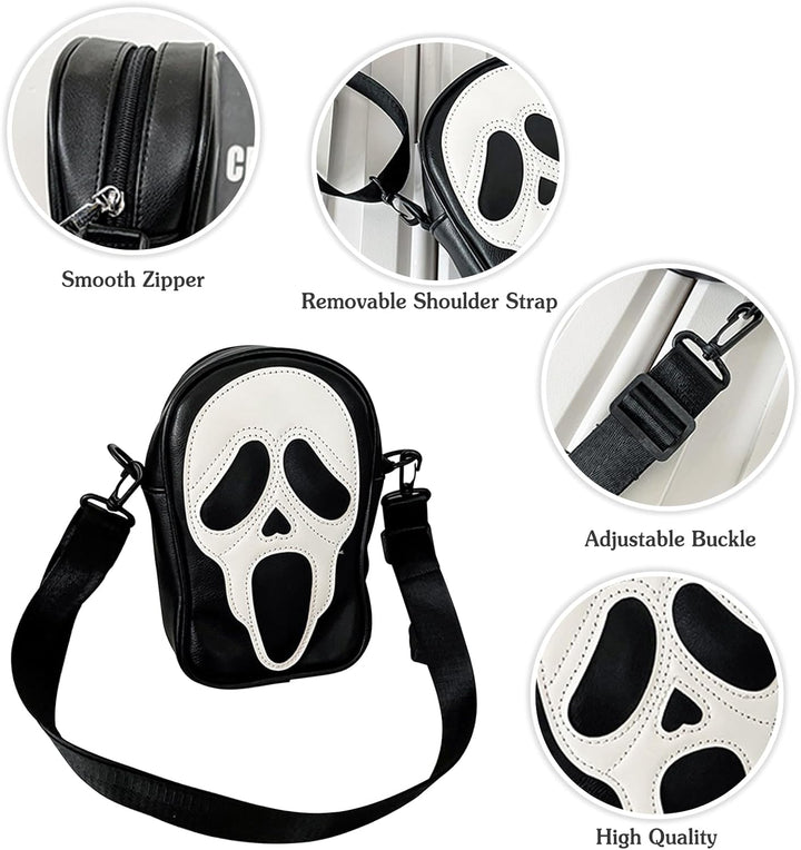PORRASSO Ghost Umhängetasche Damen Schultertasche Crossbody Bag Paare Messenger-Tasche für Halloween