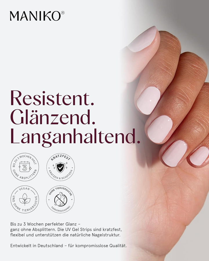 Maniko® UV Gel Strips - Selbstklebende Nagelfolie für bis zu 2 Anwendungen - Vegan & langanhaltend -