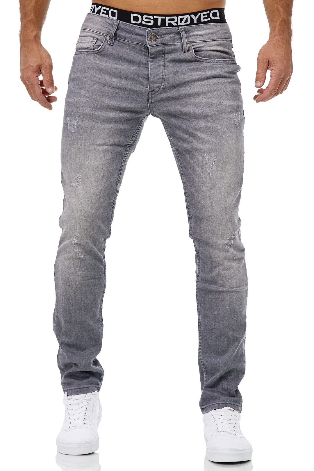 MERISH Jeans Herren Slim Fit Stretch Jeanshose Designer Hose Denim 9148-2100 29W / 32L 501-6 Grau, 2
