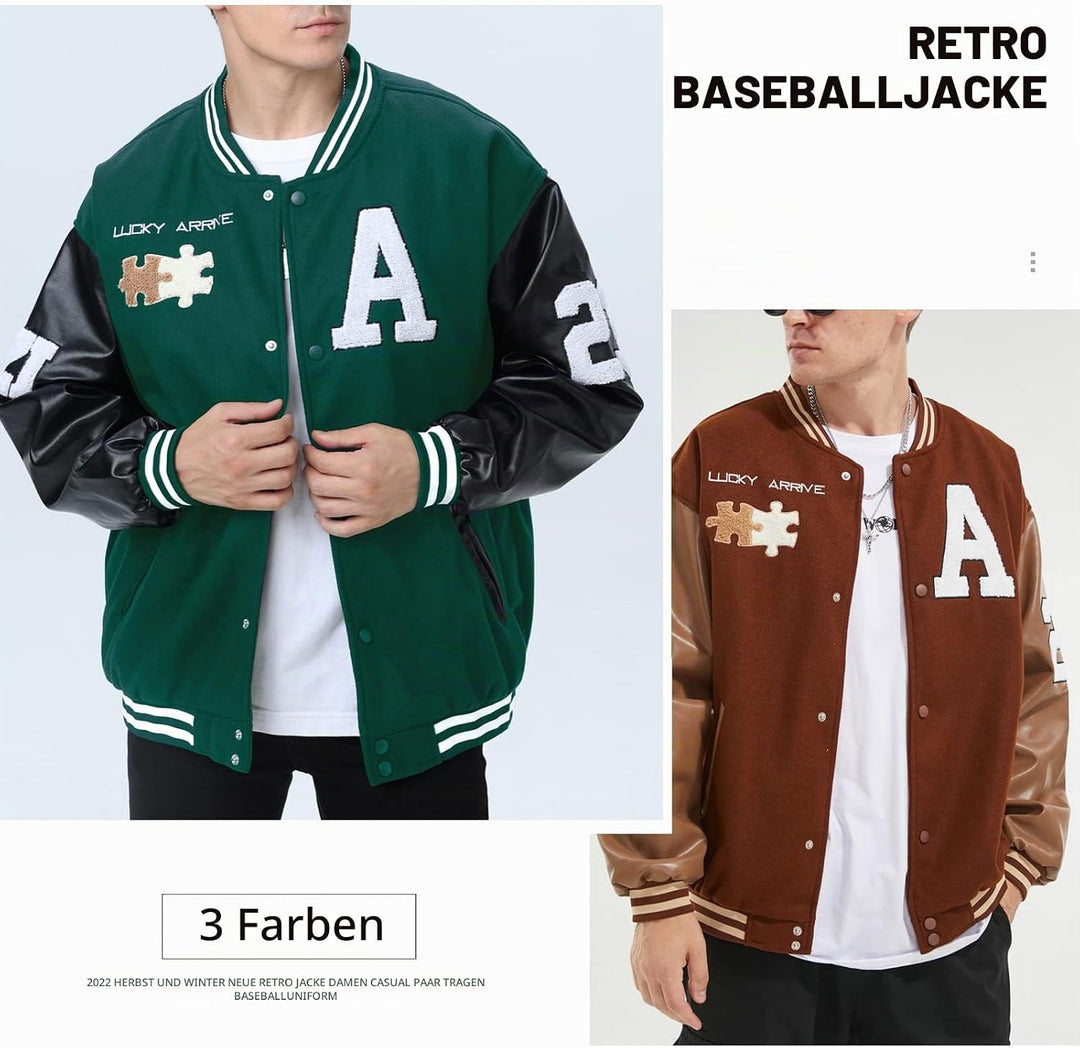 Eocicvvi Herren College Jacke Übergangsjacke Damen Freizeit Jacke Harajuku Stil Sportjacke Streetwea